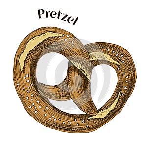 Salty pretzel isolated on a white background