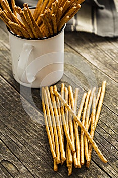 Salty pretzel sticks.