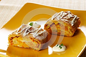 Salty pumpkin strudel