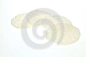 Salty rice cracke in a white background