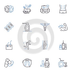 Salubrity line icons collection. Health, Wellness, Fitness, Vigor, Nutrition, Hygiene, Stamina vector and linear