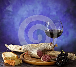 Salumi, bread and wine