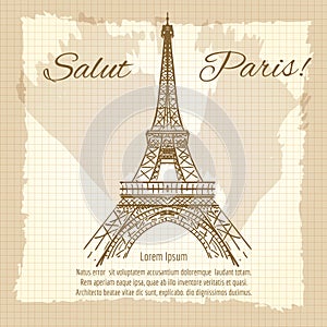 Salut Paris vintage poster design photo