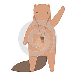 Salute anteater icon cartoon vector. Forest animal