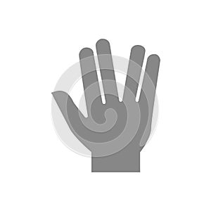 Salute gray icon. Live long and prosper gesture symbol