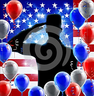 Saluting Soldier American Flag Balloon Design