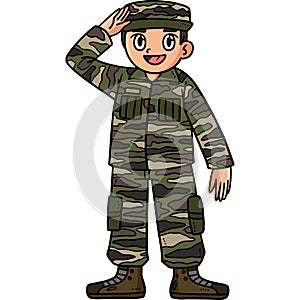 Saluting Soldier Cartoon Colored Clipart
