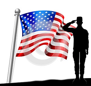 Saluting Soldier Patriotic American Flag Design