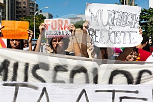 Brazilians protest against money cuts in education by President Jair Bolsonaro in the city of Salvador, Bahia