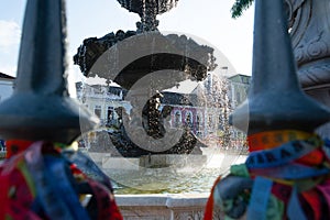 View of the water fountain located in Largo Terreiro de Jesus, Pelourinho, historic center of the city of Salvador, Bahia