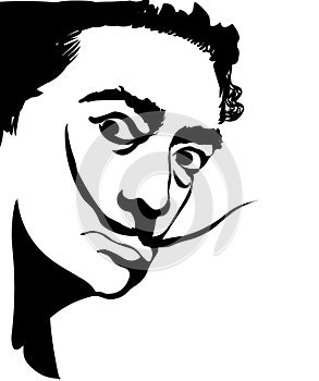 Salvador Dali.Vector portrait illustration of Salvador Dali. photo