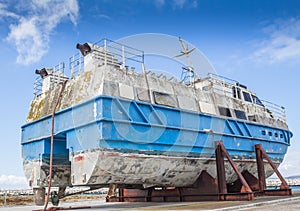 Salvaged stern trawler