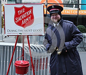 Salvation Army soldier perform for collections in midtown Manhattan