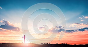 Salvation concept:The Cross symbol of christian and Jesus Christ