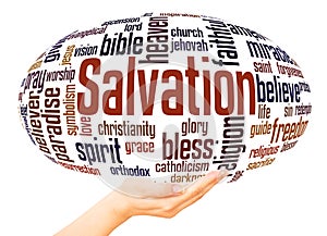 Salvation word cloud sphere concept