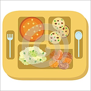 Lunch tray colorful poster Salver with school dinner photo