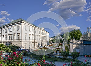Salzburg, Austria, August 15 2022. Enchanting daytime shot of the Mirabell Palace Gardens. People visit them and explore. The in