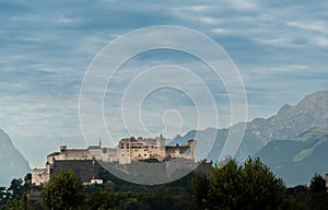 Salzburg, Austria, August 15, 2022. The fort dominates the city from the top of the hill