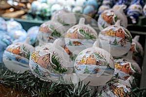 Salzburg, Austria, August 15 2022. A local handicraft product: decorated eggs to decorate on the occasion of the holidays. In the