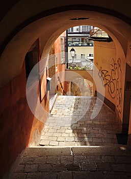 Salzburg, Austria: city lane and arched passageway photo