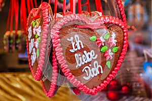 Salzburg, Austria. Gingerbread hearts at the traditional Christmas Market.