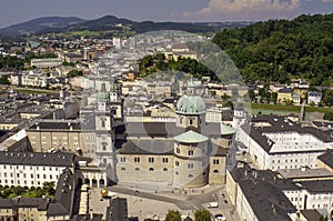 SALZBURG, AUSTRIA - June 24, 2020: view from above of Old Town