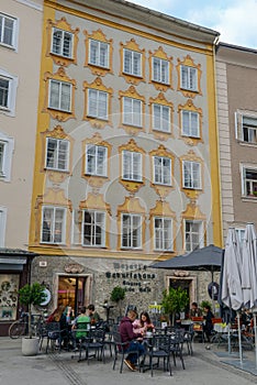 Birth house of Wolfgang Amadeus Mozart in Salzburg on Austria