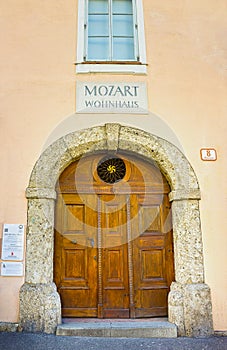 Salzburg, Austria - May 01, 2017: Mozart Wohnhaus residential house of the famous composer Wolfgang Amadeus Mozart in