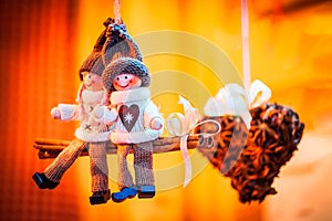 Salzburg, Austria - Winter traditional dolls ornaments for Christmas Tree, Christkindlmarkt