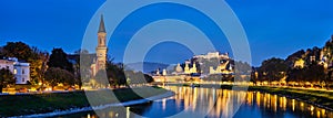 Salzburg city evening panorama