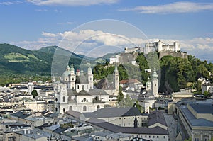 Salzburg City Historic Center With Cathedral