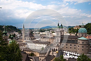 Salzburg monastery and cityscape