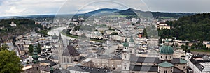 Salzburg, panoramic cityscape, panorama view on the city center