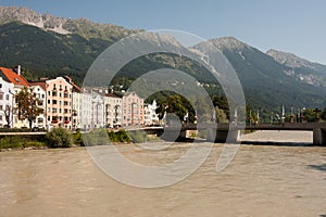 Salzburg river, Austria, near the love lock Bridge