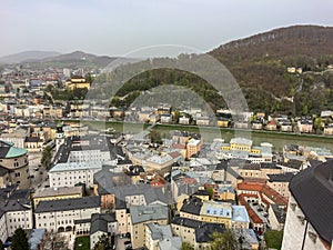Salzburg, Salzburgerland/Austria - April 5 2016: A view over a p