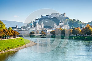 Salzburg skyline with Fortress in summer, Salzburger Land, Austria