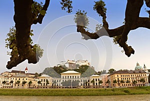 Salzburg university and fortress Hohensalzburg, Austria