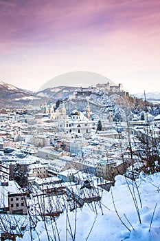 Salzburg in winter, Salzburger Land, Austria photo