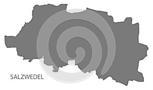 Salzwedel German city map grey illustration silhouette shape