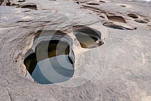 Sam Phan Bok Canyon rock holes in Mae Khong river Thailand