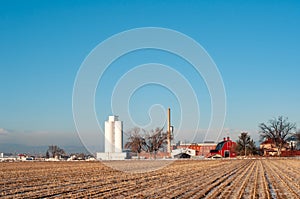 Samall farm town in late winter early in the morning