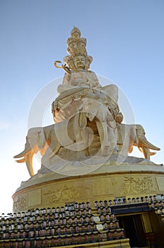 Samantabhadra statue with blue sky