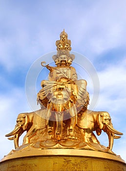 Samantabhadra statue stands in Mount Emei