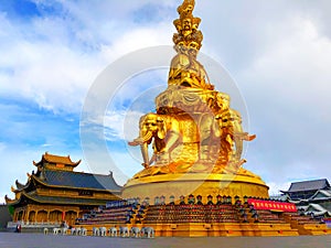 Samantabhadra statue stands in Mount Emei