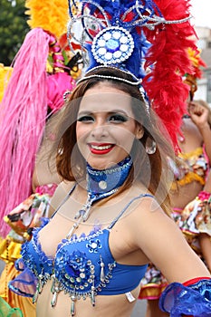 Samba dancer in Peruvian carnaval