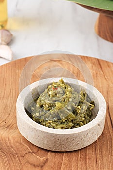 Sambal Lado Mudo Cabe Ijo. Traditional Green Chili Paste photo