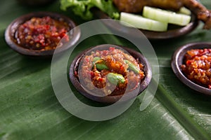 Sambal pete. traditional indonesian culinary food