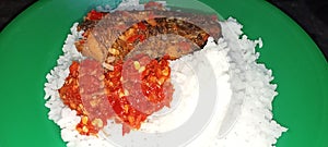 sambal, snakehead fish and white rice