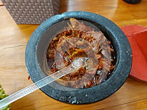 Sambal terasi.it is traditional hot chilli