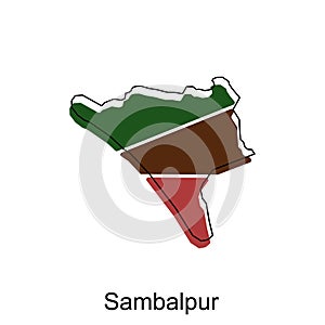 Sambalpur City of India Country map vector illustration design template, vector with outline graphic sketch style on white